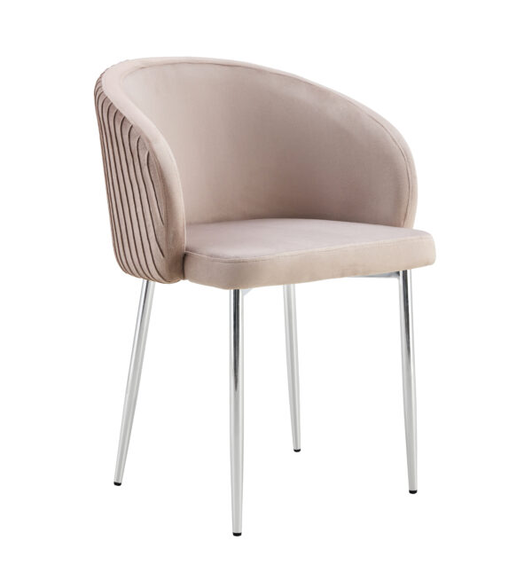 CHAISE AVEC ACCOUDOIR CARLITA MOKA PIED CHROME