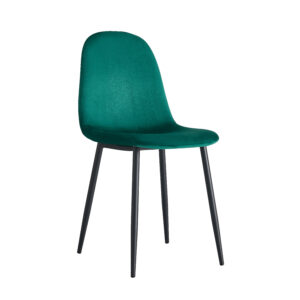 CHAISE SCANDINAVE VELOURS VERT SAPIN PIED METAL NOIR