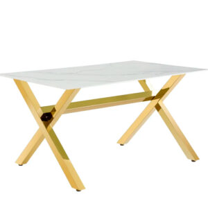 Table à manger IXE gold plateau en verre trempé 150 cm
