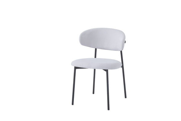 CHAISE LULU PIEDS METAL NOIR SERGE GRIS