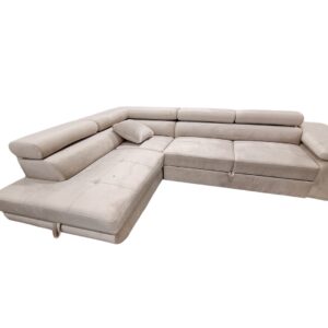 CANAPE TOULOUSE ANGLE GAUCHE VELOURS BEIGE 275X202cm