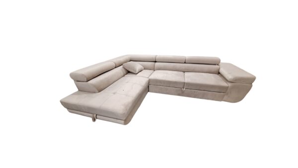 CANAPE TOULOUSE ANGLE GAUCHE VELOURS BEIGE 275X202cm