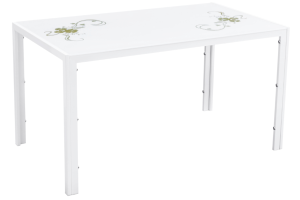 TABLE REPAS JAMIE BLANC FLEURI 140x80x75cm