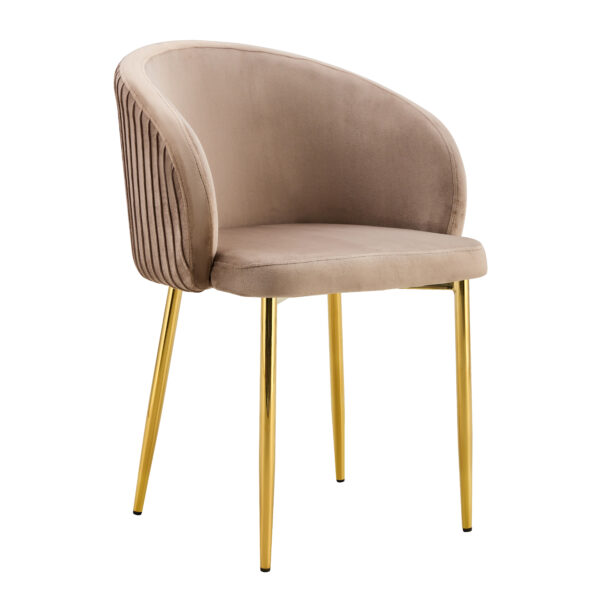 CHAISE AVEC ACCOUDOIR CARLITA MOKA PIED GOLD