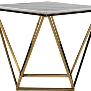 BOUT DE CANAPE ALINA GOLD MARBRE BLANC 50x50 cm