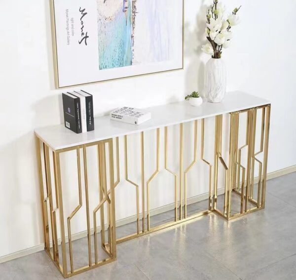 CONSOLE PORTOFINO GOLD MARBRE BLANC 120x40x78 cm