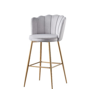 TABOURET DE BAR NYMPHEA GOLD VELOURS GRIS