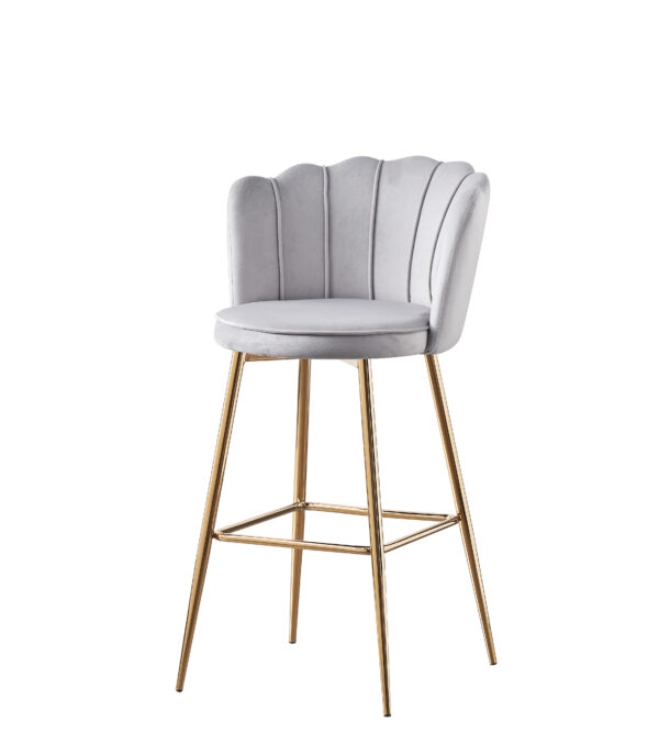 TABOURET DE BAR NYMPHEA GOLD VELOURS GRIS