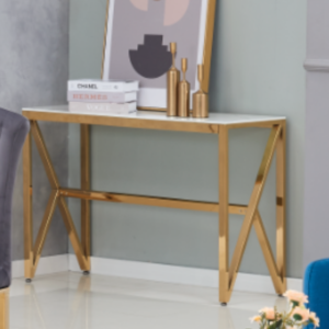 CONSOLE MAJESTIQUE GOLD MARBRE BLANC 120x40x78 cm