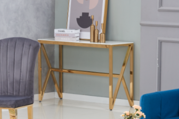 CONSOLE MAJESTIQUE GOLD MARBRE BLANC 120x40x78 cm