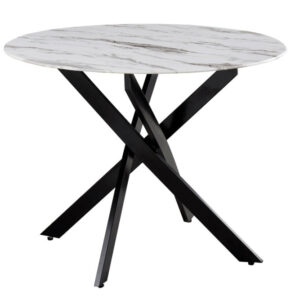 Table à manger ronde JESSICA Métal noir 100 cm 4 couverts