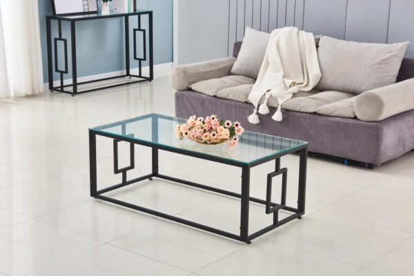 Table basse SOPHIE  pieds en métal noir 120 cm