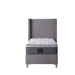 LIT COFFRE VENUS COTELE GRIS 90X190CM
