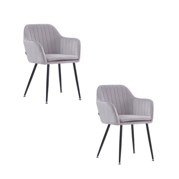Lot de 2 chaises Chic KANVAS en velours pieds métal noir