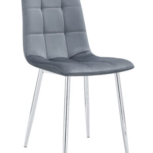 CHAISE ELISA PIED CHROME VELOURS GRIS