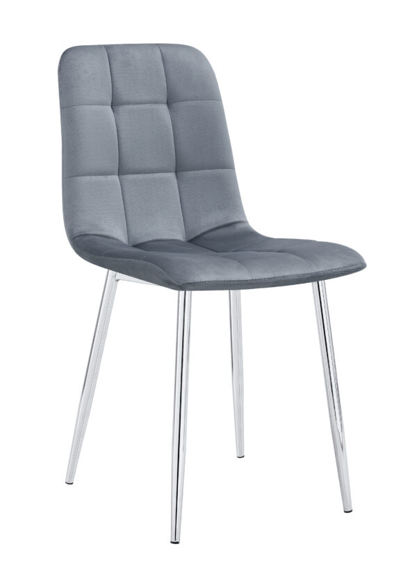 CHAISE ELISA PIED CHROME VELOURS GRIS