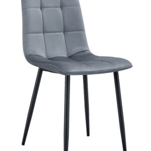 CHAISE ELISA PIED METAL NOIR VELOURS GRIS