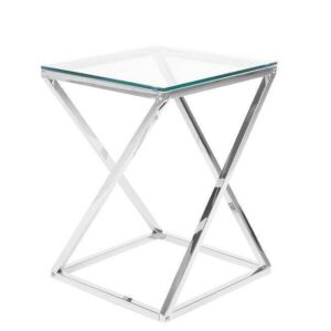 GUERIDON BEVERLY CHROME TRANSPARENT 40x40x55 cm