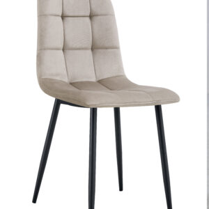 CHAISE ELISA PIED METAL NOIR VELOURS TAUPE