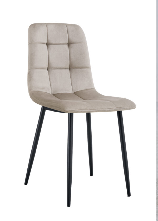 CHAISE ELISA PIED METAL NOIR VELOURS TAUPE