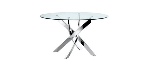 Table à manger ronde JESSICA chrome 100 cm 4 couverts