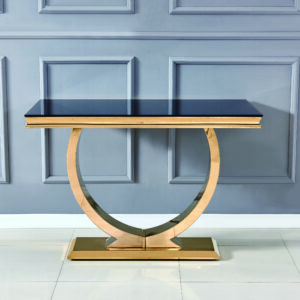 CONSOLE OMEGA GOLD VERRE NOIR 120x40x78 cm