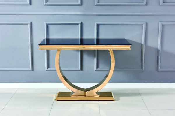 CONSOLE OMEGA GOLD VERRE NOIR 120x40x78 cm
