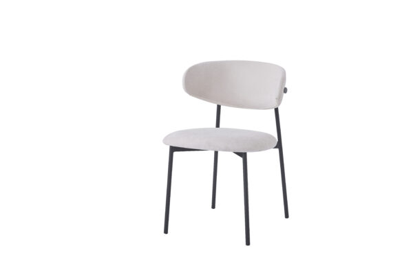 CHAISE LULU PIEDS METAL NOIR SERGE BEIGE