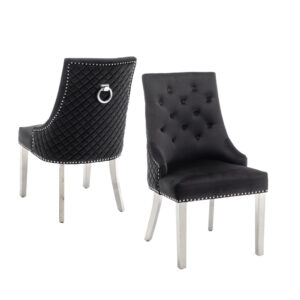 Lot de chaises ANNEAU matelassée et cloutée Chrome velours