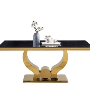 Table à manger TROFY 6 à 8 personnes gold verre 180x90 cm