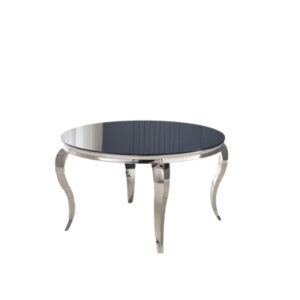 Table à manger ronde BAROQUE chrome  130x75 cm