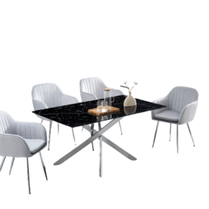 TABLE RECTANGULAIRE NEW JESSICA CHROME MARBRE NOIR 150X90
