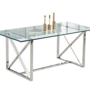 Table à manger KENSY 6 à 8 personnes verre transparent 180x90 cm