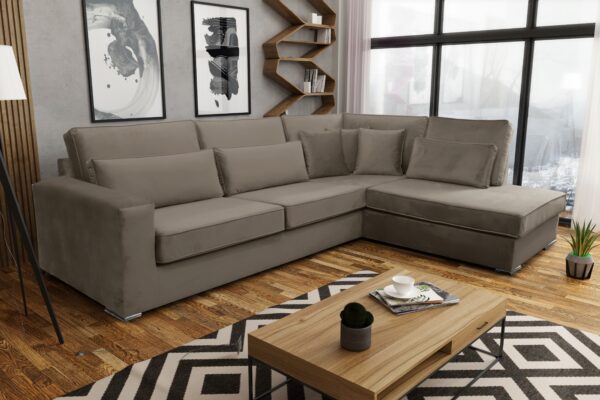 CANAPE BRISTOL ANGLE DROIT VELOURS MOKA 316x230cm