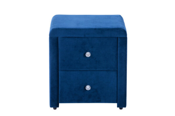 Table de chevet en velours Bleu 47x42x53 cm