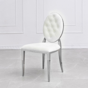 CHAISE MEDAILLON CAPITONNE VELOURS BEIGE