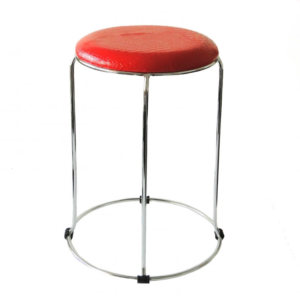 TABOURET EN SIMILICUIR CROCO ROUGE