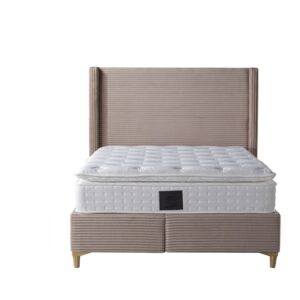 LIT COFFRE VENUS COTELE TAUPE 140X190CM