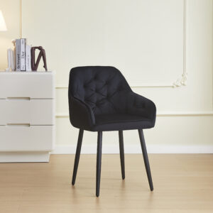 CHAISE AVEC ACCOUDOIR JADE PIEDS METAL NOIR VELOURS NOIR