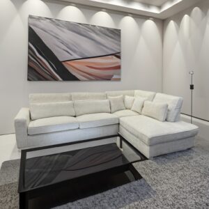 CANAPE MARBELLA ANGLE DROIT TISSUS BLANC 315X230cm