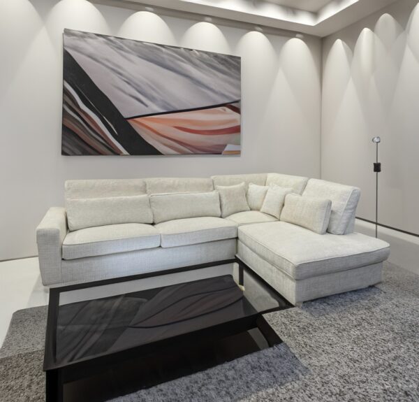 CANAPE MARBELLA ANGLE DROIT TISSUS BLANC 315X230cm