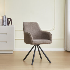 CHAISE AVEC ACCOUDOIR LOLA PIED METAL NOIR TISSU TAUPE