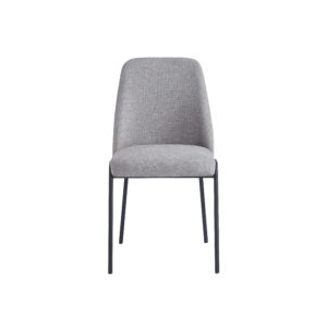 CHAISE CALI PIEDS METAL NOIR ASSISE GRIS TISSU EFFET LIN