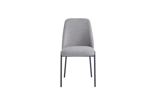 CHAISE CALI PIEDS METAL NOIR ASSISE GRIS TISSU EFFET LIN