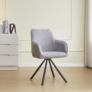 CHAISE AVEC ACCOUDOIR LOLA PIED METAL NOIR TISSU GRIS