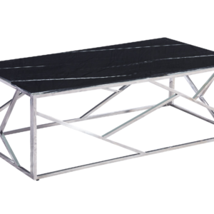 TABLE BASSE GEOMAG CHROME MARBRE NOIR 120X60X45