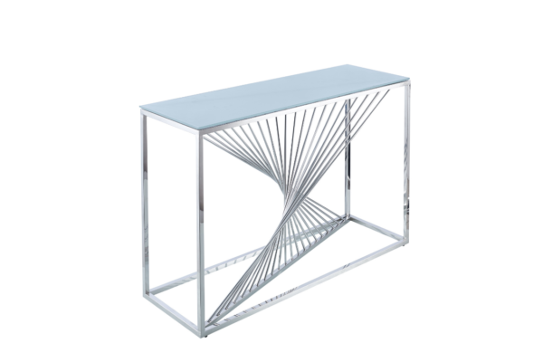 CONSOLE BRITTANY CHROME MARBRE BLANC 120x40x78 cm