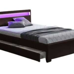 Lit 2 places 140x190 cm TIROIRS et LED sommier inclus