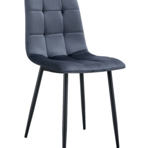 CHAISE ELISA PIED METAL NOIR VELOURS ANTHRACITE