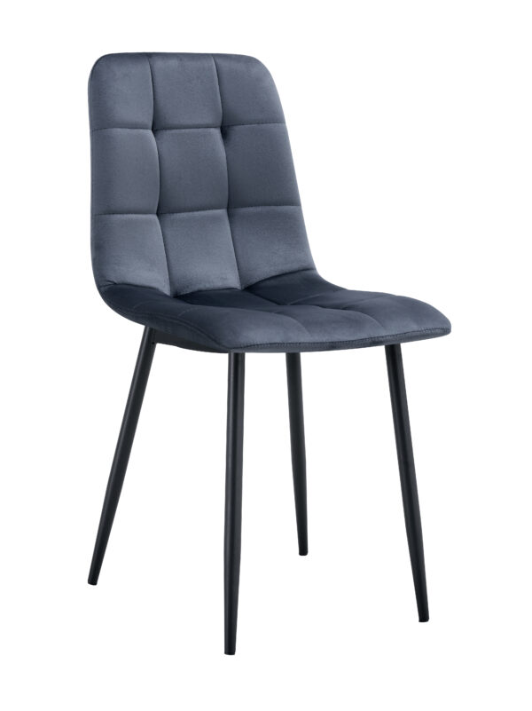 CHAISE ELISA PIED METAL NOIR VELOURS ANTHRACITE